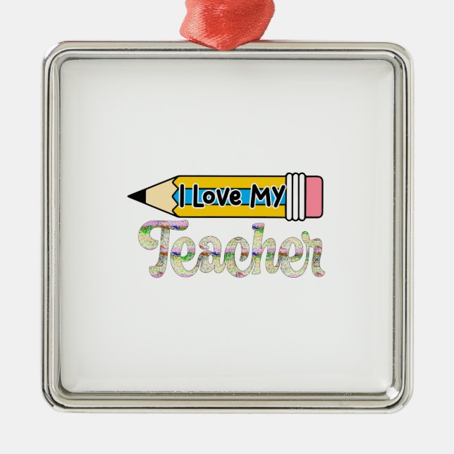 Ornamento De Metal Eu Amo Meu Professor (Frente)