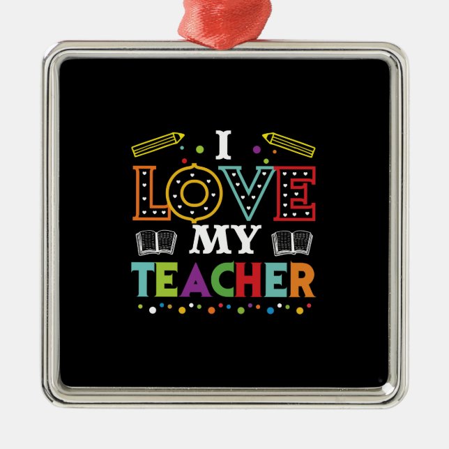 Ornamento De Metal Eu Amo Meu Professor (Frente)