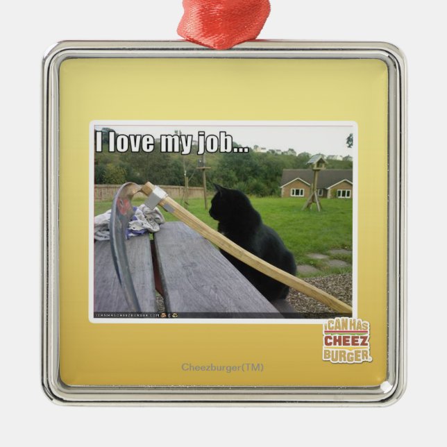 Ornamento De Metal Eu amo meu trabalho (Frente)