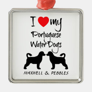 Ornamento De Metal Eu Amo Meus Cachorros De Água Portugueses