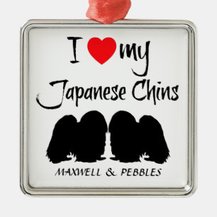 Ornamento De Metal Eu Amo Meus Cachorros Japoneses