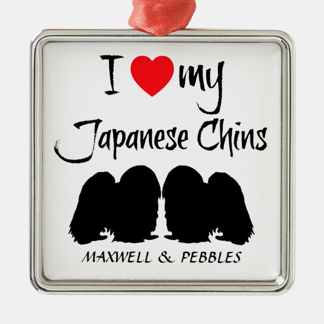 Ornamento De Metal Eu Amo Meus Cachorros Japoneses (Frente)