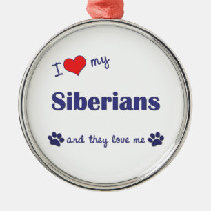 Ornamento De Metal Eu amo meus Siberians (os gatos múltiplos)