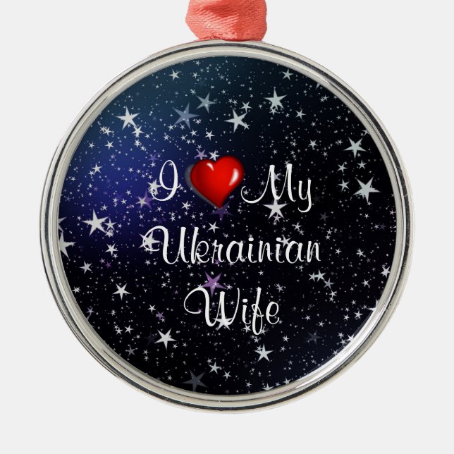 Ornamento De Metal Eu Amo Minha Esposa Ucraniana (Frente)