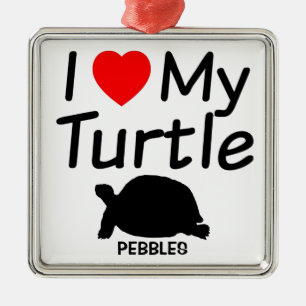 Ornamento De Metal Eu Amo Minha Tartaruga