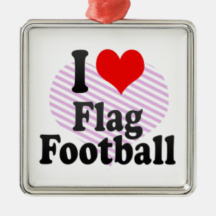 Ornamento De Metal Eu amo o futebol de bandeira