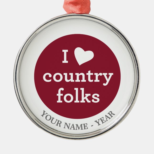 Ornamento De Metal Eu amo o país (Frente)