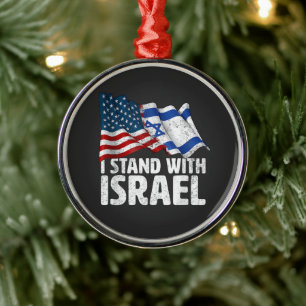 Ornamento De Metal Eu Apoio Israel EUA Bandeira Americana
