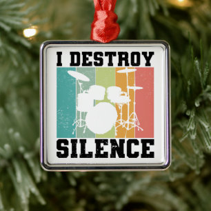 Ornamento De Metal Eu Destruo Silêncio Vintage Drummer Retro