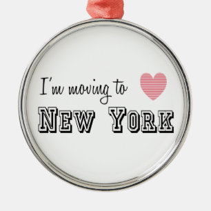 Ornamento De Metal Eu estou transportando-me a New York