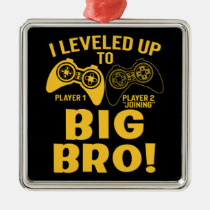 Ornamento De Metal Eu Subi de Nível Para Irmão Mais Velho
