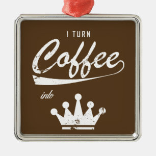Ornamento De Metal Eu Transformo Café Em KOMs