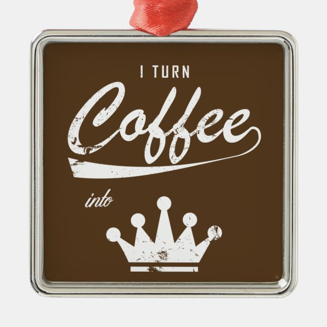 Ornamento De Metal Eu Transformo Café Em KOMs (Frente)
