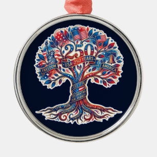 Ornamento De Metal EUA 250 Anos Árvore da Liberdade 1776–2026 Patriót