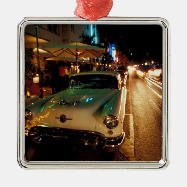 Ornamento De Metal EUA, FL, Miami, South Beach à noite.2 (Frente)