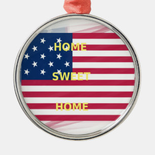 Ornamento De Metal EUA Flag "Home Sweet Home" Art Impressão