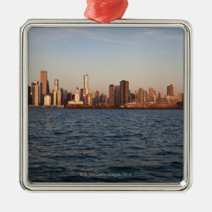 Ornamento De Metal EUA, Illinois, Chicago, skyline da cidade sobre o