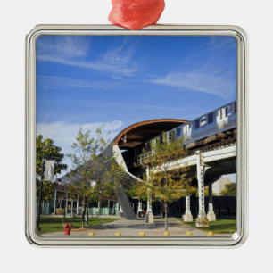 Ornamento De Metal EUA, Illinois, Chicago, trem que passa Illinois