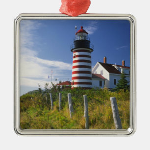 Ornamento De Metal EUA, Maine, Lubec. Farol West Quoddy Head