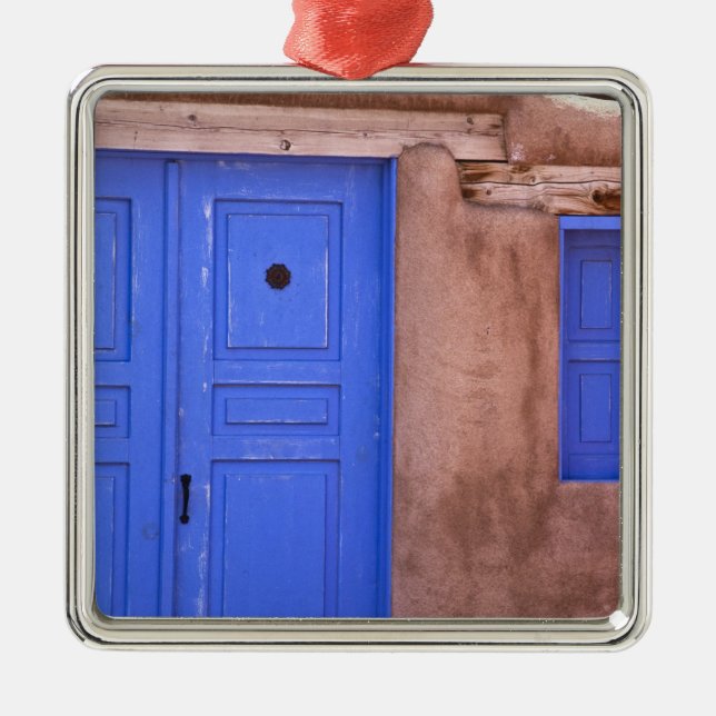 Ornamento De Metal EUA, Novo México, Papais noeis Fe. Vista da porta  (Frente)