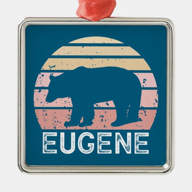 Ornamento De Metal Eugene Oregon Retro Bear (Frente)
