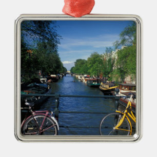 Ornamento De Metal Europa, Holanda, Amsterdã, bicicleta amarela e