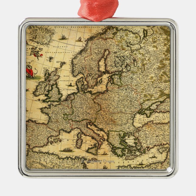 Ornamento De Metal EuropePanoramic MapEurope (Frente)