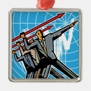 Ornamento De Metal Executivos que jogam o sinal da seta