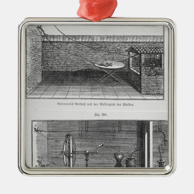 Ornamento De Metal Experiência em sapos por Louis Galvani (Frente)