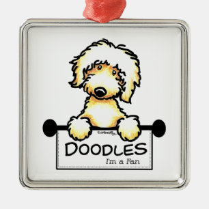 Ornamento De Metal Fã dourado do Doodle