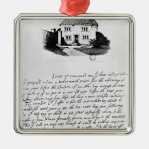 Ornamento De Metal Fac-símile da letra que ilustra a casa dentro