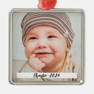 Ornamento De Metal Faça o teste de fotos e texto personalizados no Na