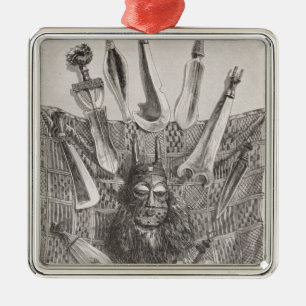Ornamento De Metal Facas, máscara e esteira de Congo superior