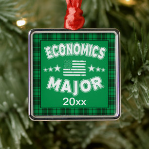 Ornamento De Metal Faculdade de Economia Xadrez Verde Estudante Xmas