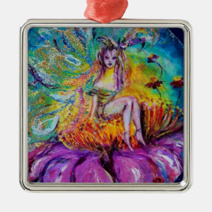 Ornamento De Metal FADA NA NOITE  SAPPHIRE AZUL VIBRANTE Gema