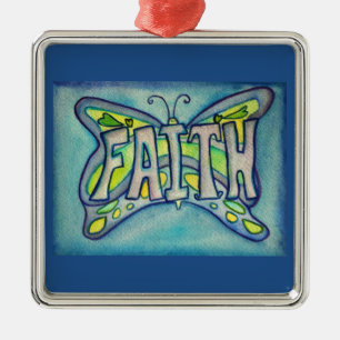 Ornamento De Metal Faith Butterfly Word Art Gift Ornaings Holiday
