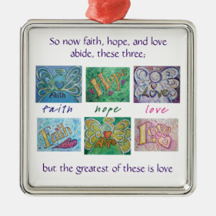 Ornamento De Metal Faith Hope Love Angel Art Collage Ornament Pental