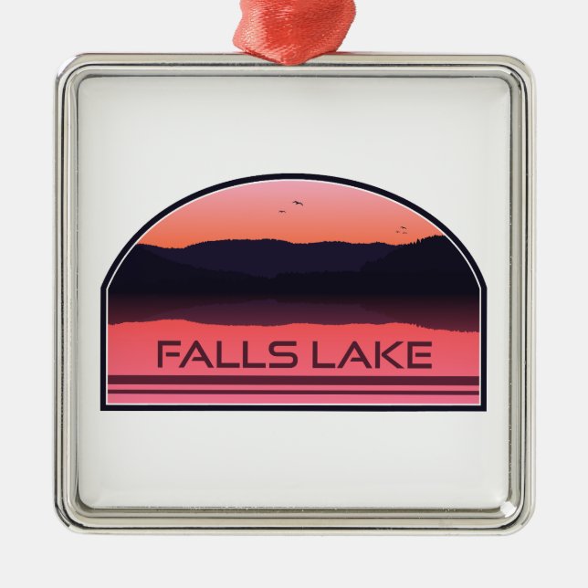 Ornamento De Metal Falls Lake North Carolina Red Sunrise (Frente)