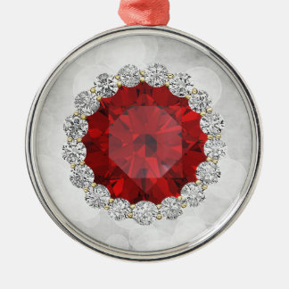 Ornamento De Metal Falso Rubi & Diamantes Prata Bokeh