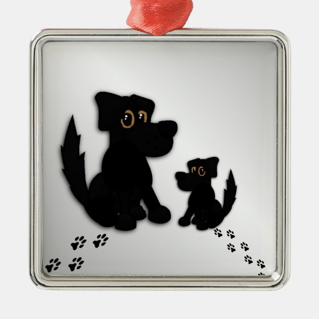 Ornamento De Metal Família Black Dog (Frente)