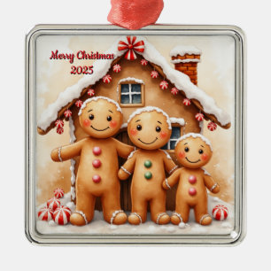 Ornamento De Metal Família de Biscoito de Natal Personalizado