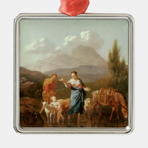 Ornamento De Metal Família santamente em um córrego