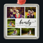 Ornamento De Metal Família Sempre para sempre 5 fotos Collage Cote Do<br><div class="desc">Uma citação de amor familiar doce e curta com a colagem de fotos da família. Faz um excelente de manutenção e decor de parede para sua casa familiar.</div>