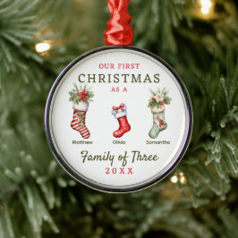 Ornamento De Metal Família Stockof Three First Christmas