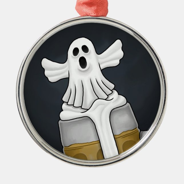 Ornamento De Metal Fantasma Assustador de Halloween  (Frente)
