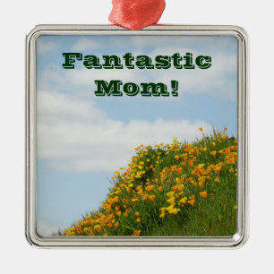 Ornamento De Metal Fantastic Mom! ornament gifts Blue Sky Poppies