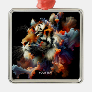 Ornamento De Metal Fantasy Abstrato Tiger Head