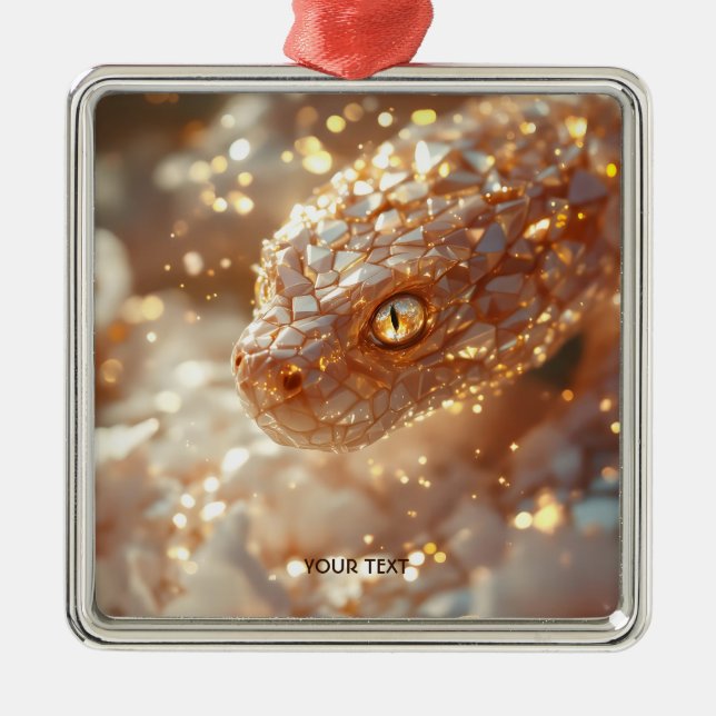 Ornamento De Metal Fantasy - Cobra Rosa Pastel (Frente)