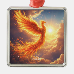Ornamento De Metal Fantasy Cuja Flaming Phoenix Sobe
