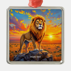 Ornamento De Metal Fantasy Cute Desert Rock Lion